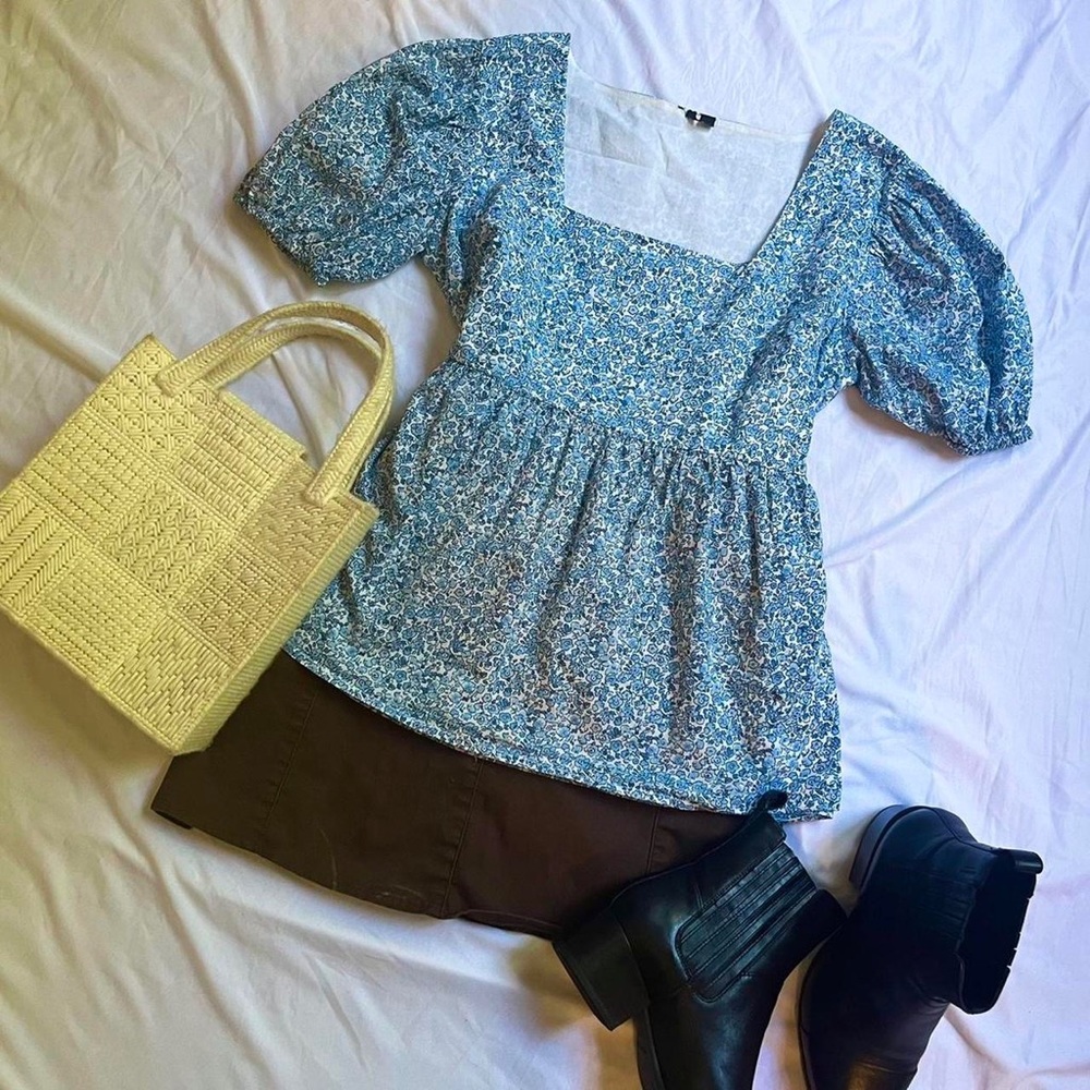 Blue milk maid blouse